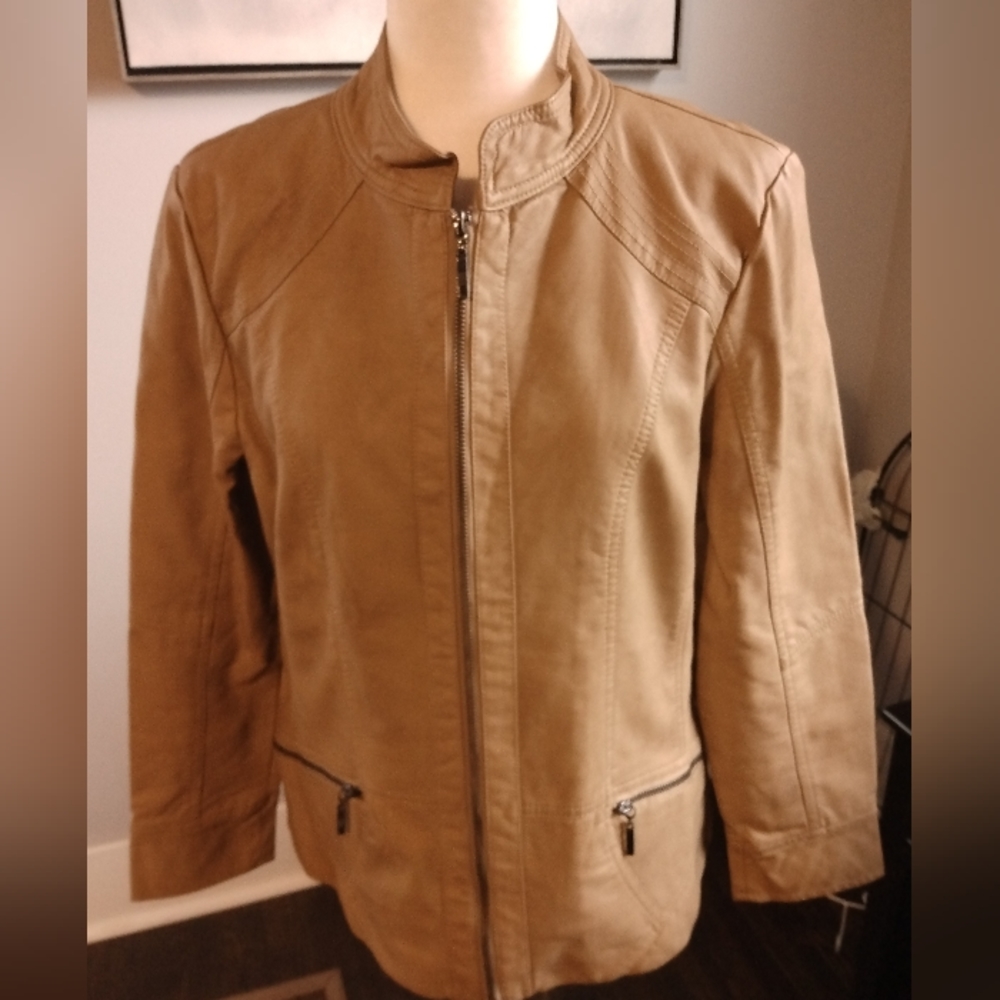 Christopher & Banks faux leather jacket. Camel color. Size M.